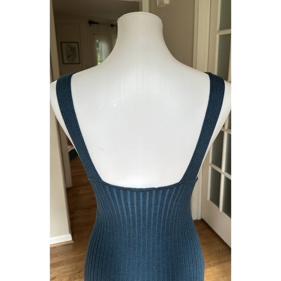 Modern Citizen Yuna V-Neck Ribbed Knit Midi Dress Teal Green Size M NWT - Picture 2 of 8